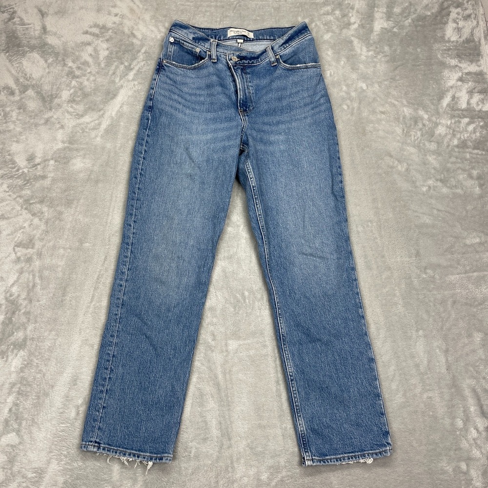 Abercrombie & Fitch Jeans Women 27/4S (26x28) Blue Denim Curve 90s Straight Leg
